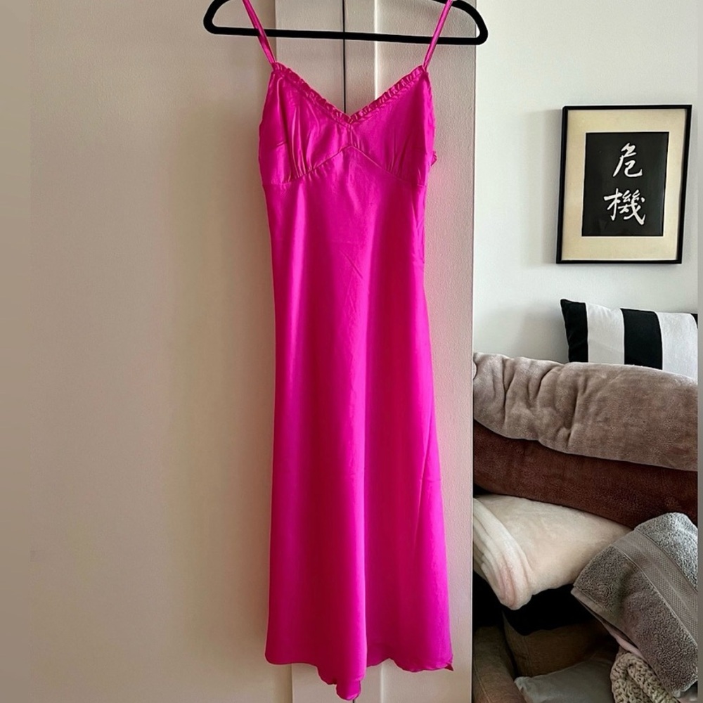 NWOT Hot Pink Midi Slip Dress